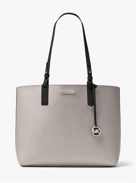 Michael Kors Cameron Reversible Leather Tote In Black/grey